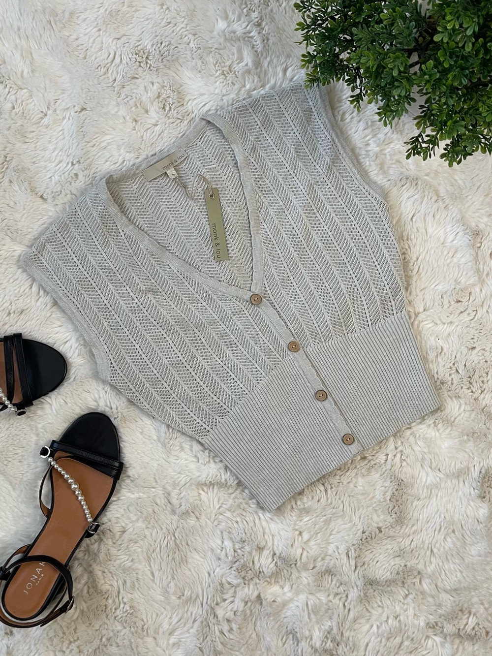 Monk & Lou Openwork Knit Top – Size Small